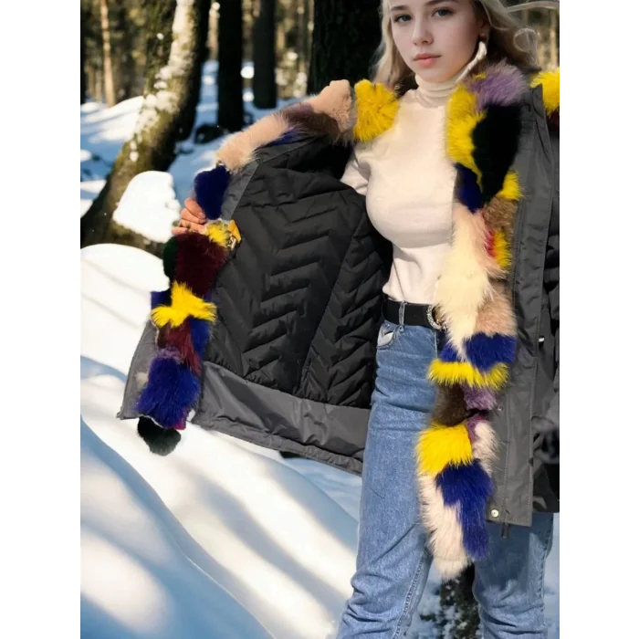 Arnay Kadın Su Geçirmez Kapüşonlu Mont - Füme