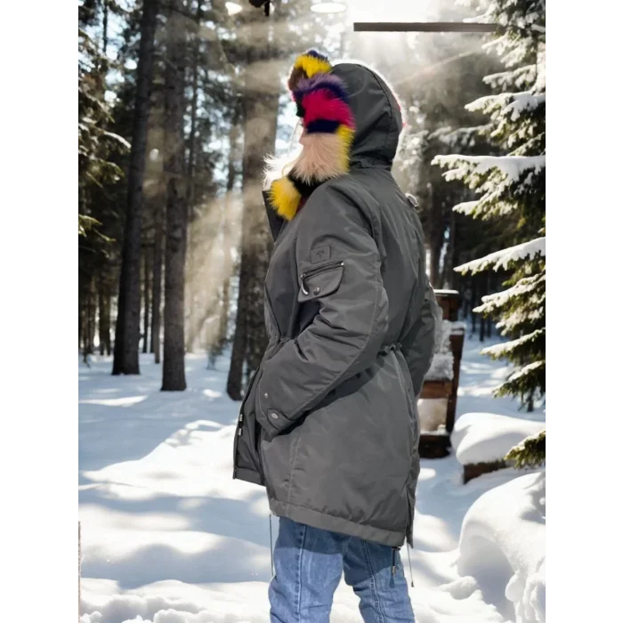 Arnay Kadın Su Geçirmez Kapüşonlu Mont - Füme