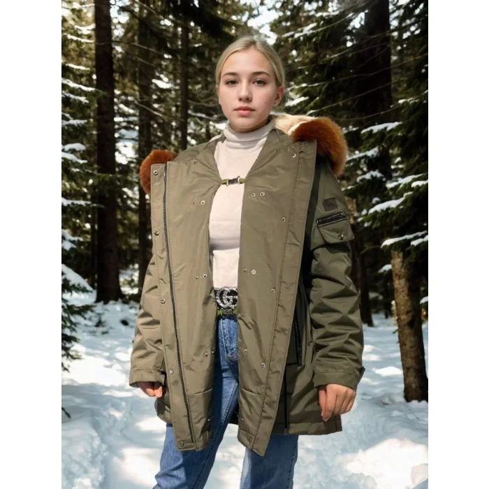 Arnay Kadın Su Geçirmez Kapüşonlu Mont - Haki