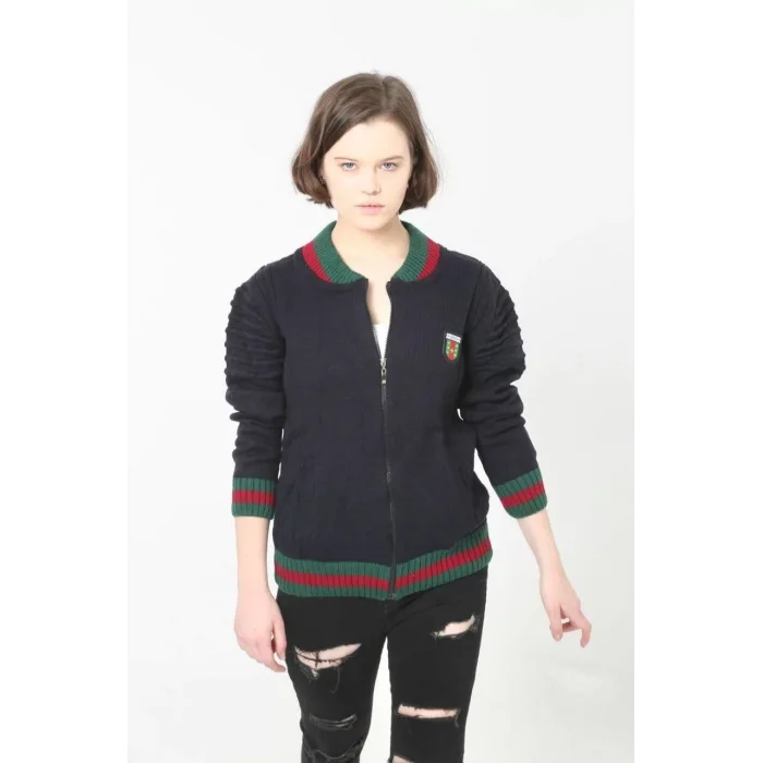 Arnay Kadın Tam Fermuarlı Triko Hırka - Lacivert