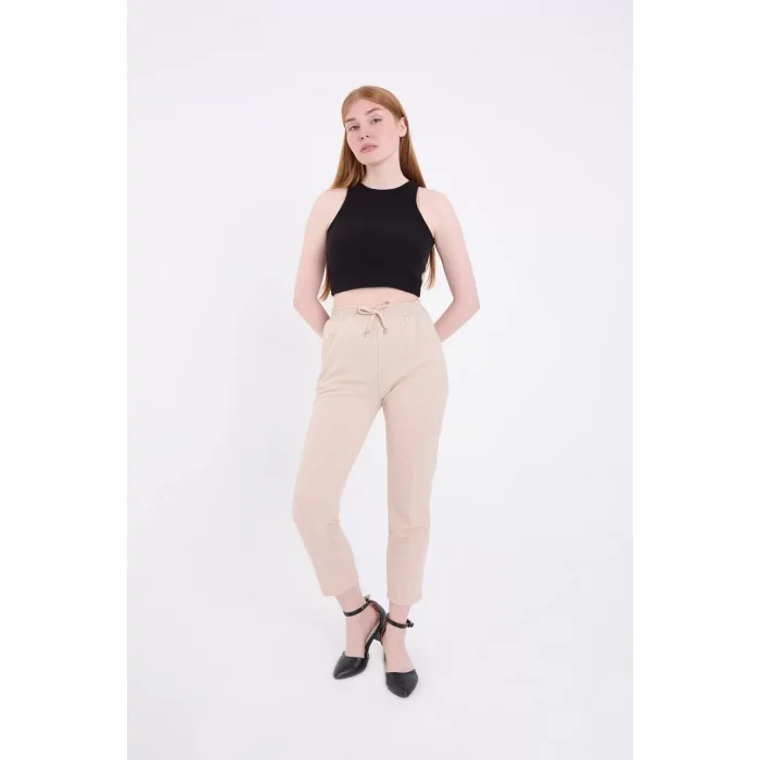 Arnay Kadın Tam Kalıp Basic Eşofman Pantolon - Bej
