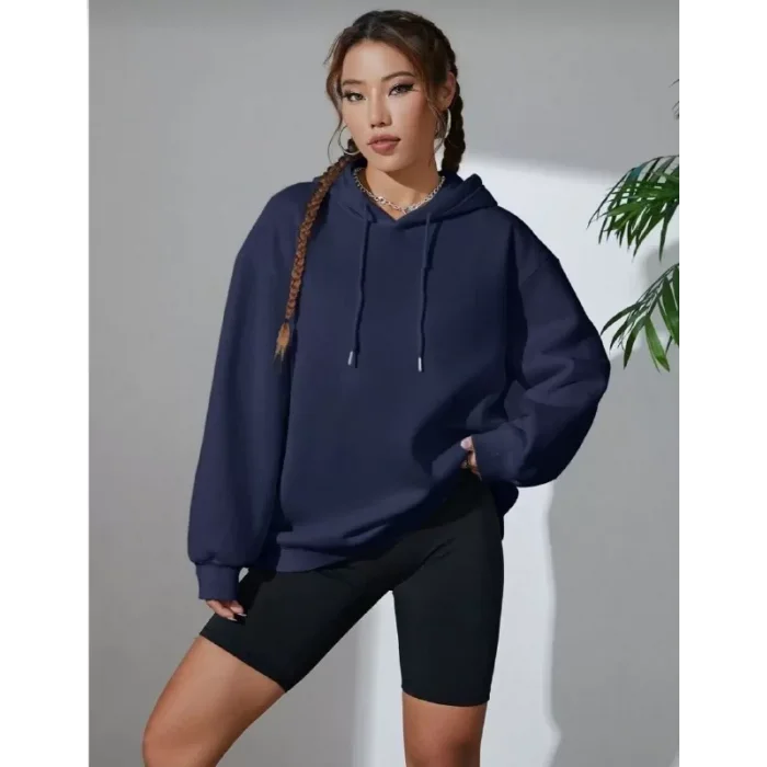 Arnay Kadın Uzun Kol Kapşonlu Basic Sweatshirt Hoodie - Lacivert