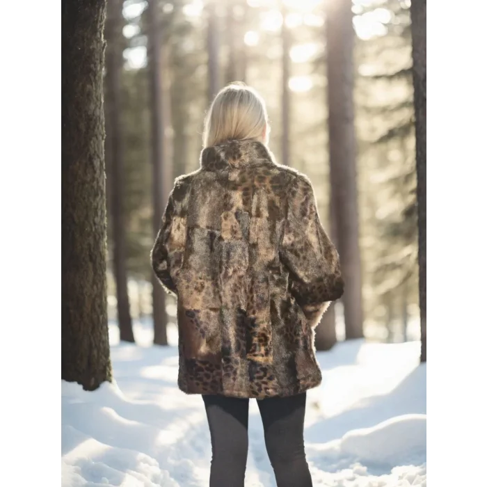Arnay Kadın Uzun Kollu Deri Ceket - Leopar