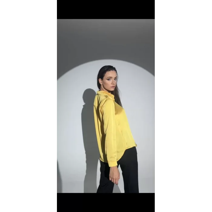 Arnay Kadın Uzun Kollu Düğmeli Buluz Gömlek - Sarı