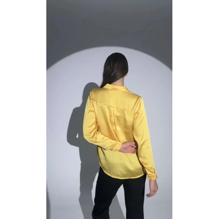 Arnay Kadın Uzun Kollu Düğmeli Buluz Gömlek - Sarı