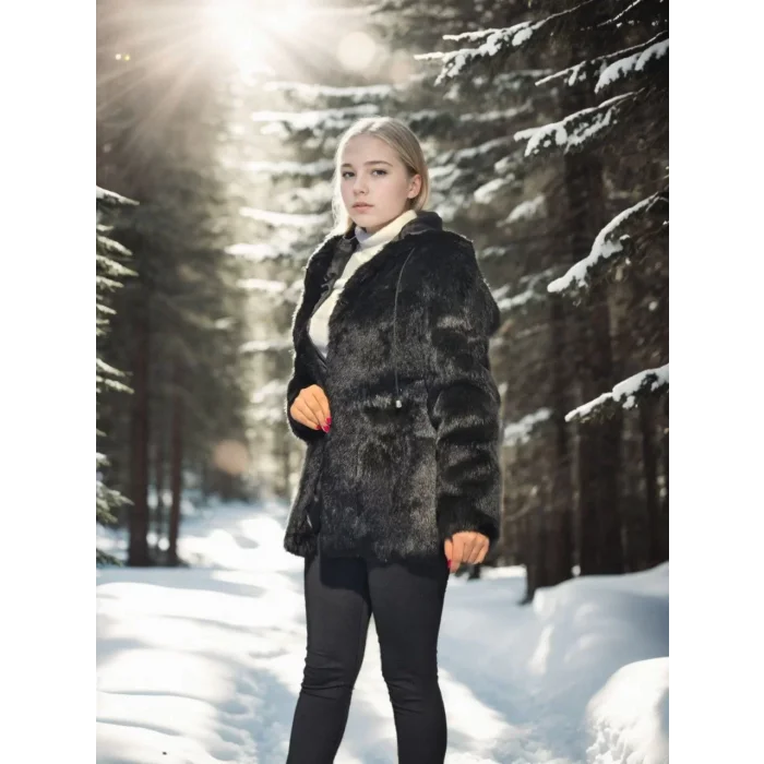 Arnay Kadın Uzun Kollu Hakiki Kürk - Siyah
