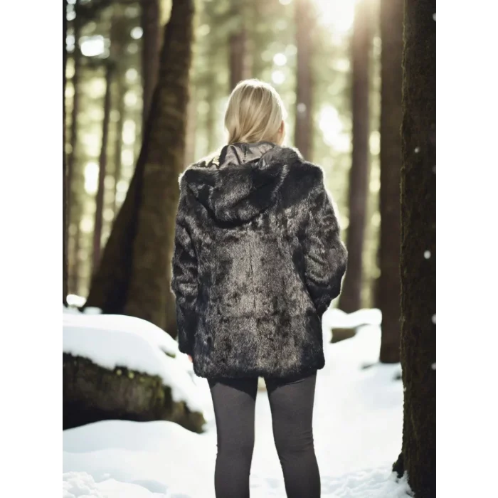 Arnay Kadın Uzun Kollu Hakiki Kürk - Siyah