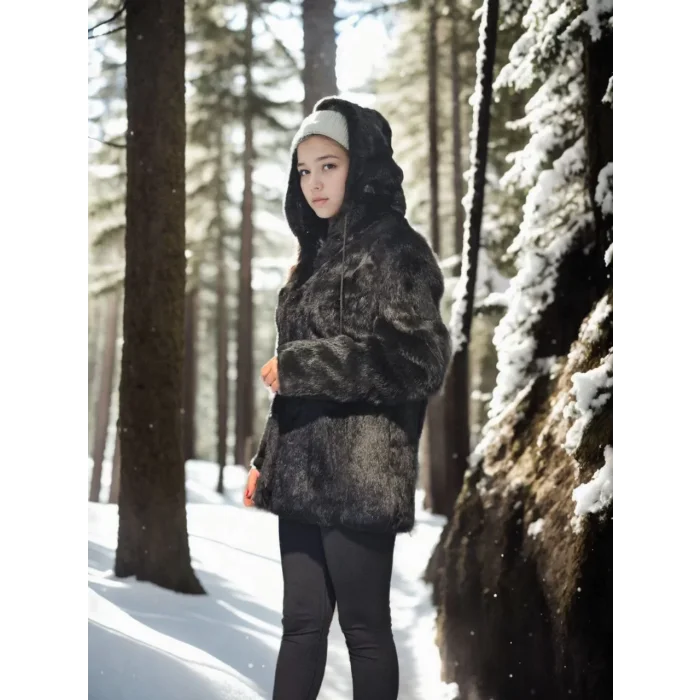 Arnay Kadın Uzun Kollu Hakiki Kürk - Siyah