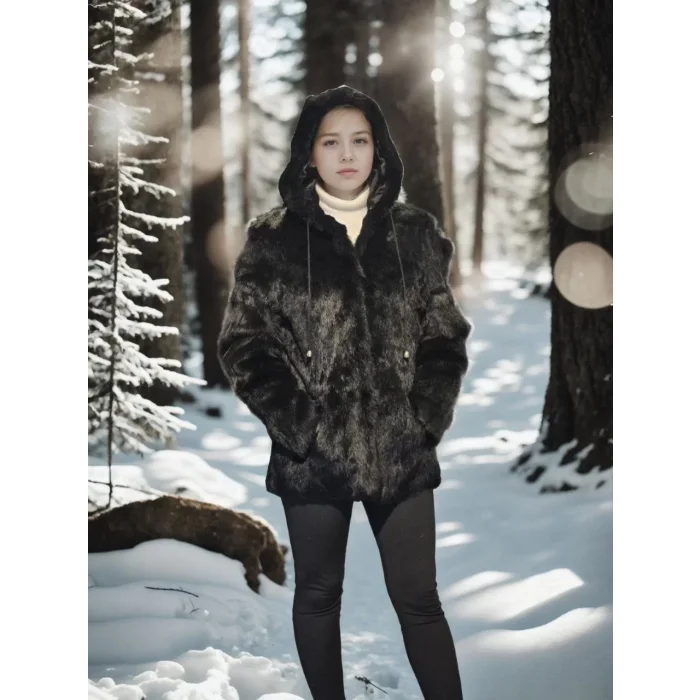 Arnay Kadın Uzun Kollu Hakiki Kürk - Siyah