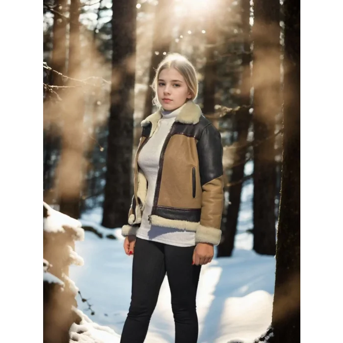 Arnay Kadın Uzun Kollu Yakalı Hakiki Kürk - Kahve