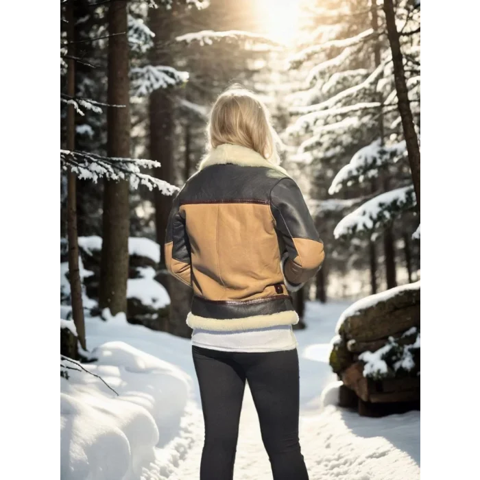 Arnay Kadın Uzun Kollu Yakalı Hakiki Kürk - Kahve