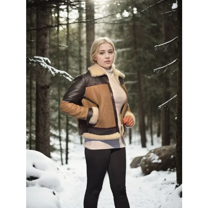 Arnay Kadın Uzun Kollu Yakalı Hakiki Kürk - Kahve