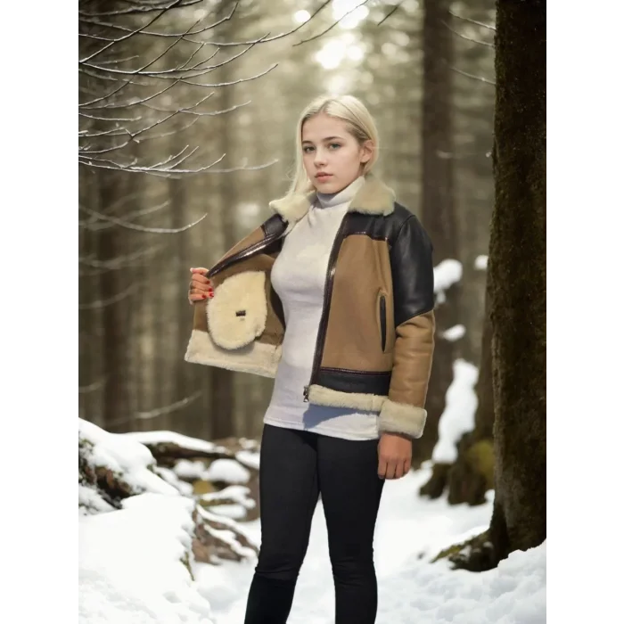 Arnay Kadın Uzun Kollu Yakalı Hakiki Kürk - Kahve