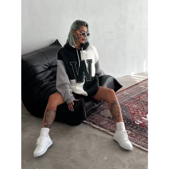 Arnay Kadın W Nakış İşlemeli Kapüşonlu Sweatshirt - Haki