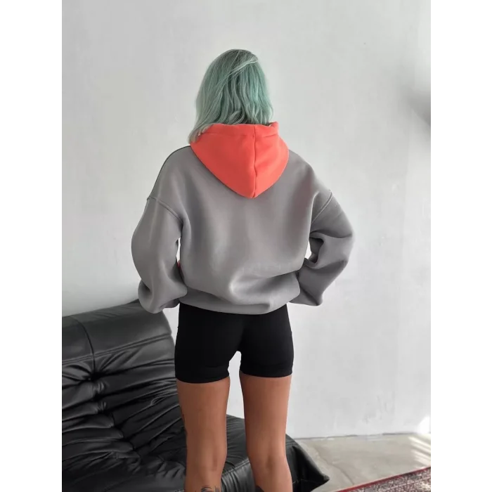 Arnay Kadın W Nakış İşlemeli Kapüşonlu Sweatshirt - Mavi