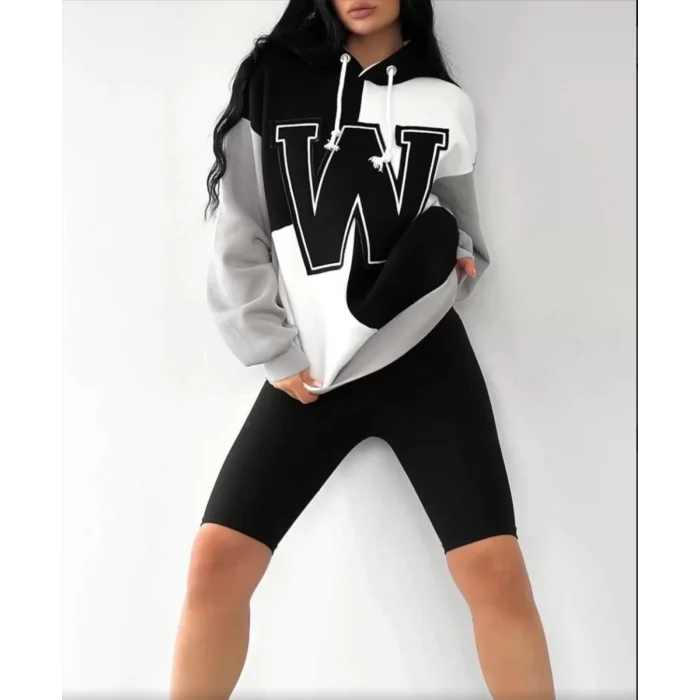 Arnay Kadın W Nakış İşlemeli Kapüşonlu Sweatshirt - Siyah