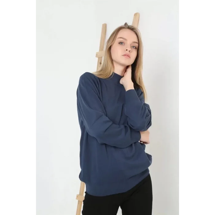 Arnay Kadın Yarım Balıkçı Yaka Triko Kazak - İndigo