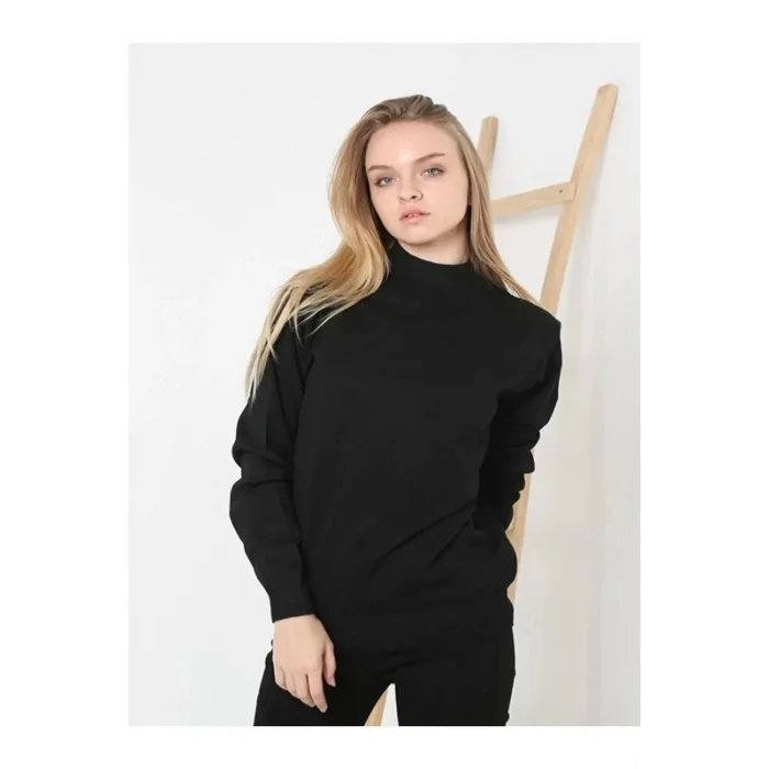 Arnay Kadın Yarım Balıkçı Yaka Triko Kazak - Siyah