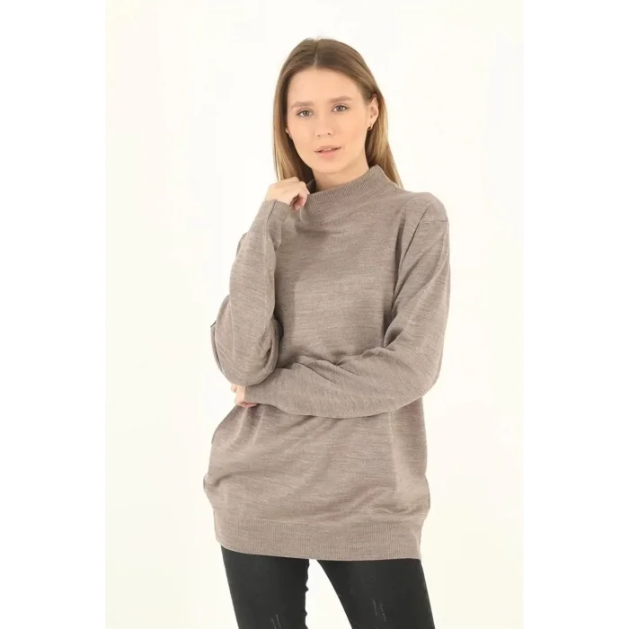 Arnay Kadın Yarım Balıkçı Yaka Triko Kazak - Vizon