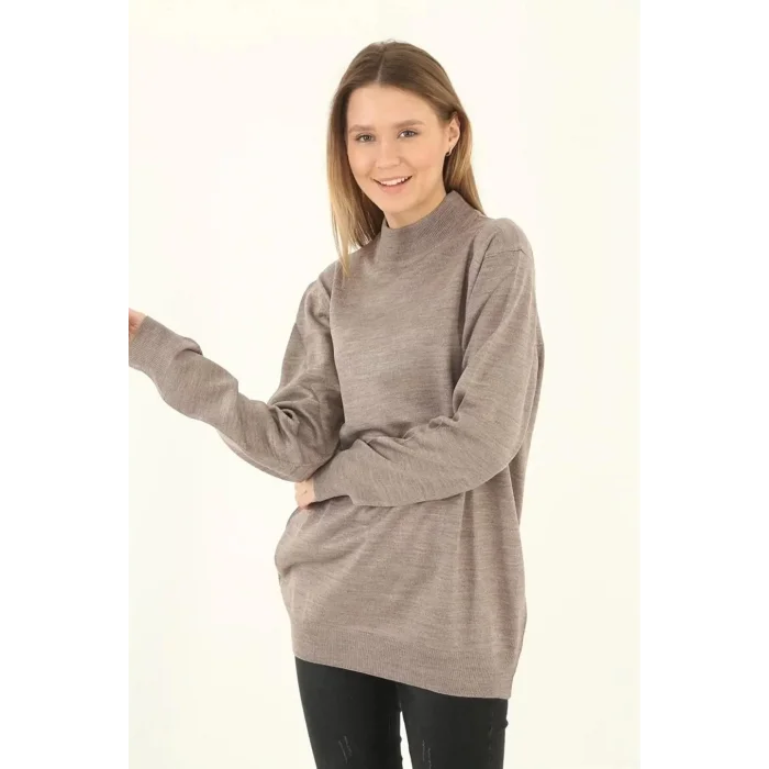 Arnay Kadın Yarım Balıkçı Yaka Triko Kazak - Vizon