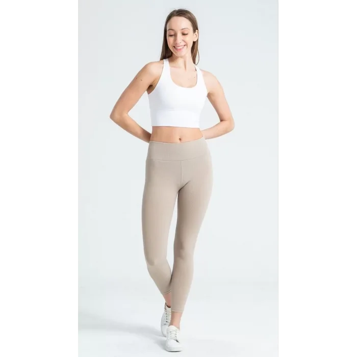 Arnay Kadın Yüksek Bel Fitilli Tayt - Bej