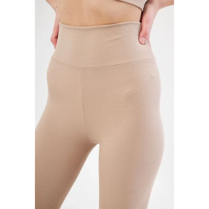 Arnay Kadın Yüksek Bel Fitilli Tayt - Bej