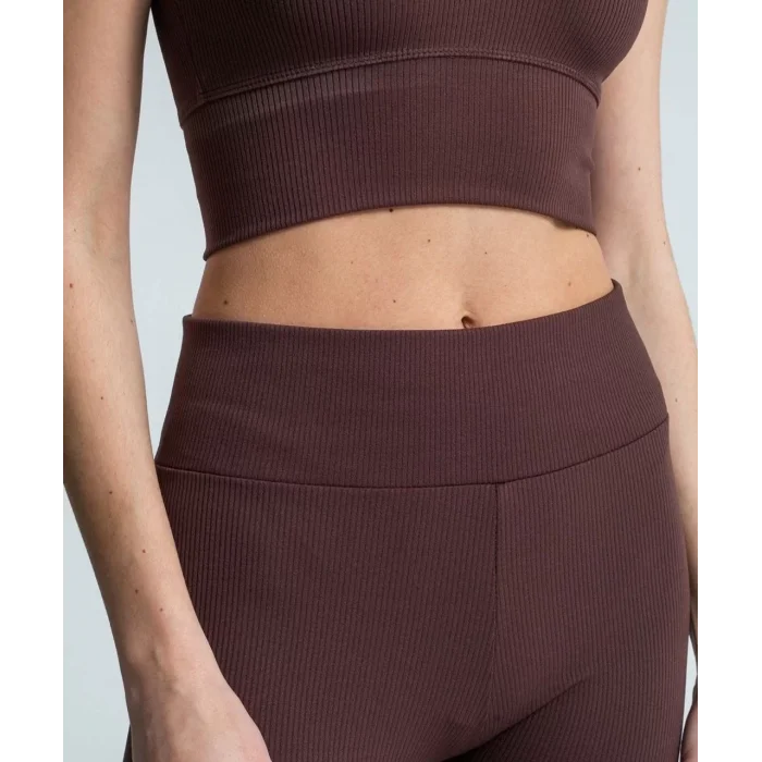 Arnay Kadın Yüksek Bel Fitilli Tayt - Kahverengi