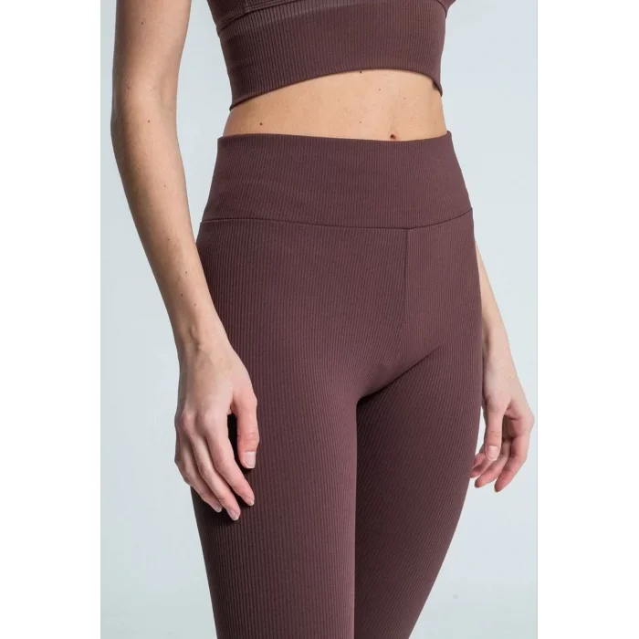 Arnay Kadın Yüksek Bel Fitilli Tayt - Kahverengi