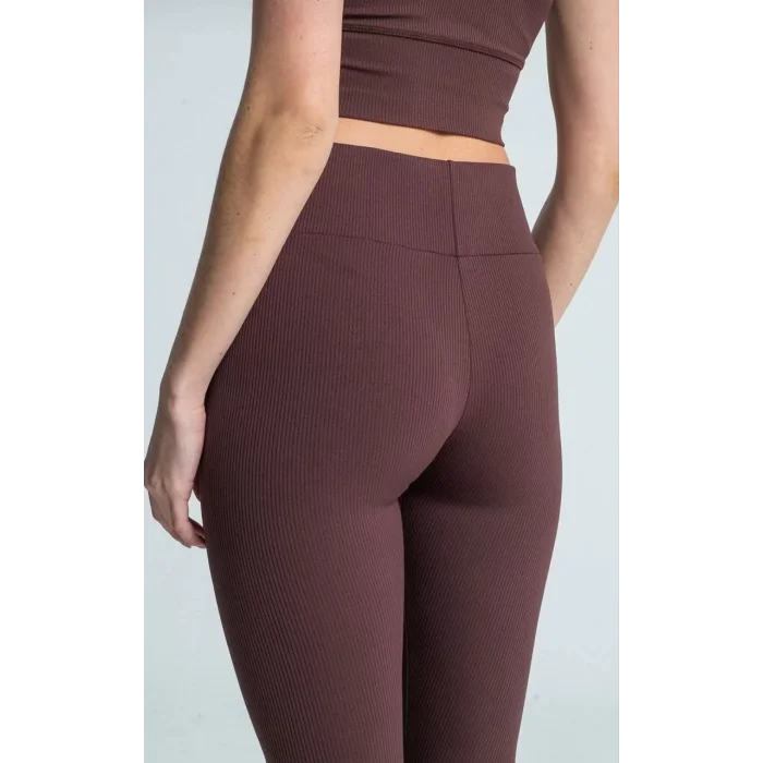 Arnay Kadın Yüksek Bel Fitilli Tayt - Kahverengi