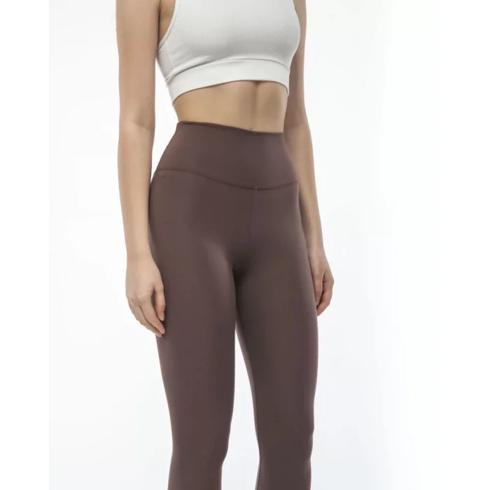 Arnay Kadın Yüksek Bel Sporcu Düz Tayt - Kahverengi