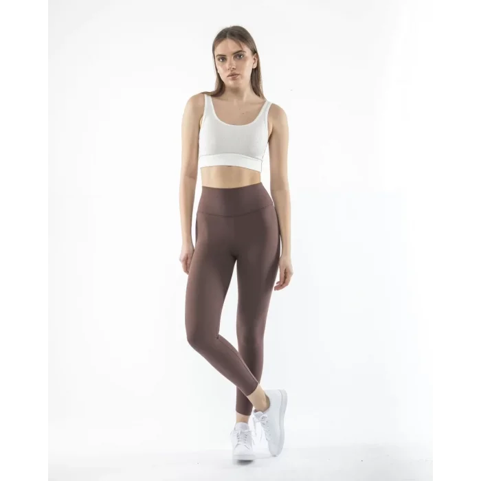 Arnay Kadın Yüksek Bel Sporcu Düz Tayt - Kahverengi