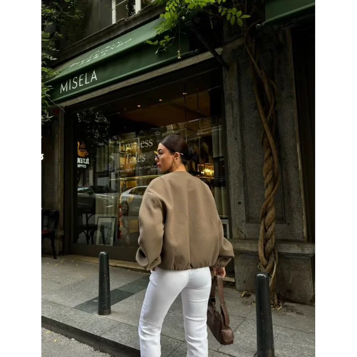 Arnay Kaşe Kaşmir Fermuarlı Ceket - Haki