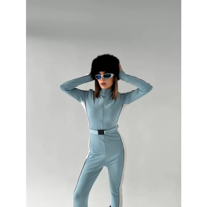 Arnay Kemer Detaylı Fermuarlı Tulum - Bebe Mavisi