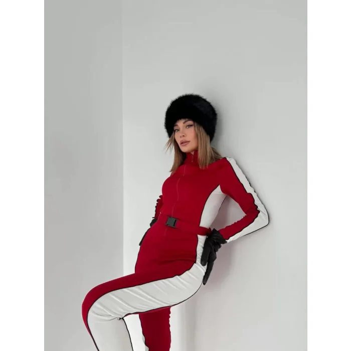 Arnay Kemer Detaylı Fermuarlı Tulum - Kırmızı