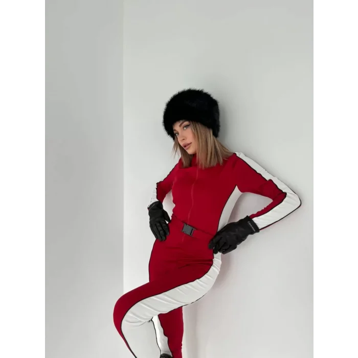 Arnay Kemer Detaylı Fermuarlı Tulum - Kırmızı