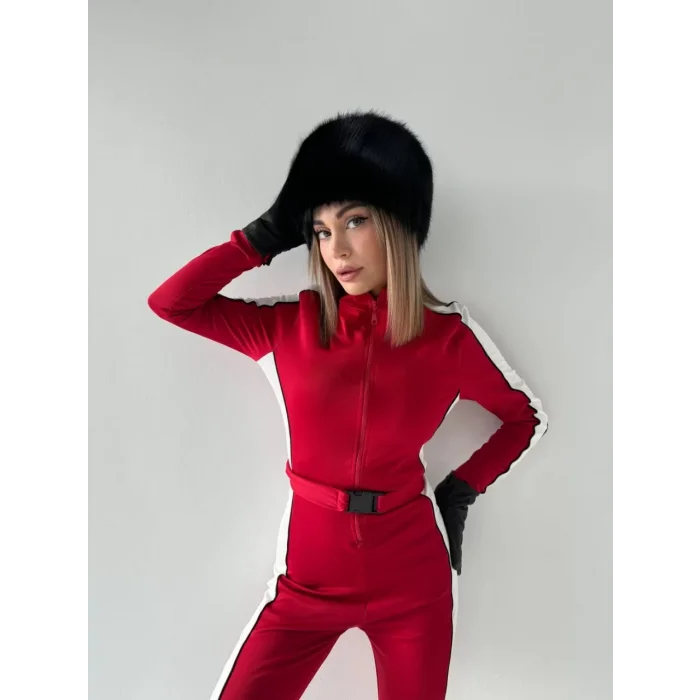 Arnay Kemer Detaylı Fermuarlı Tulum - Kırmızı