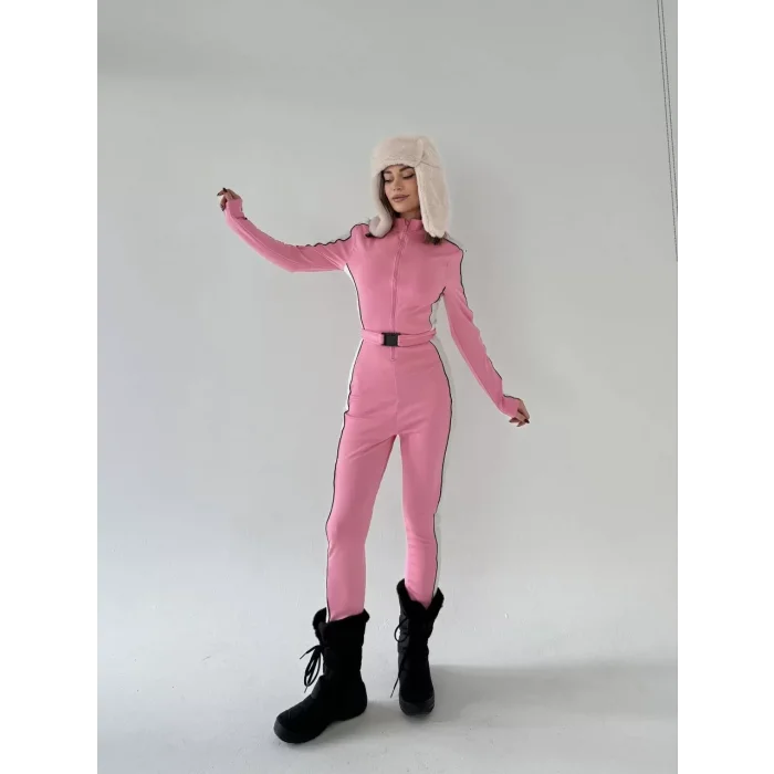 Arnay Kemer Detaylı Fermuarlı Tulum - Pembe