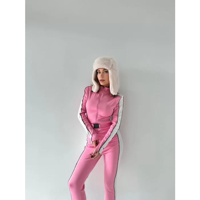 Arnay Kemer Detaylı Fermuarlı Tulum - Pembe