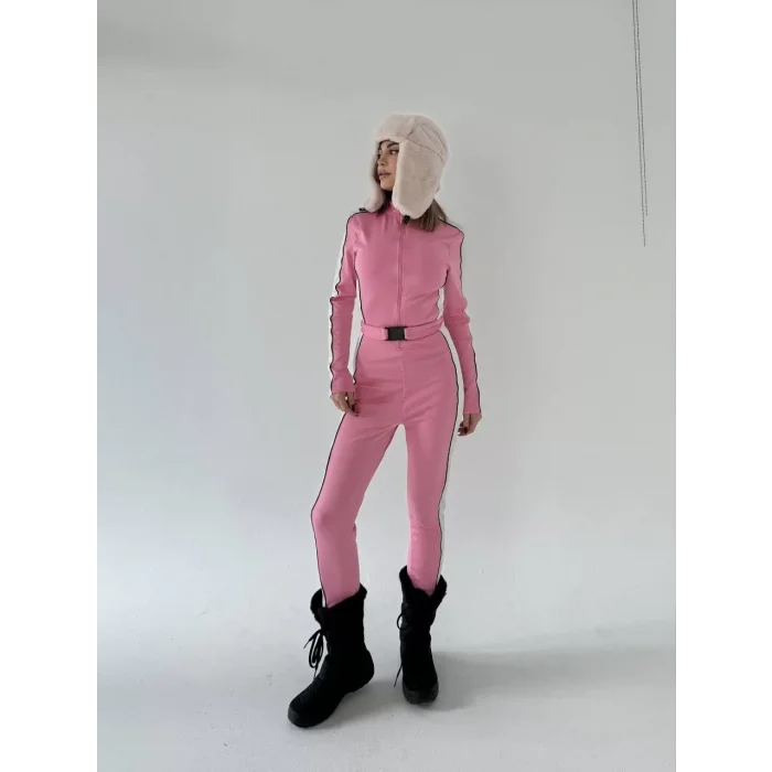 Arnay Kemer Detaylı Fermuarlı Tulum - Pembe