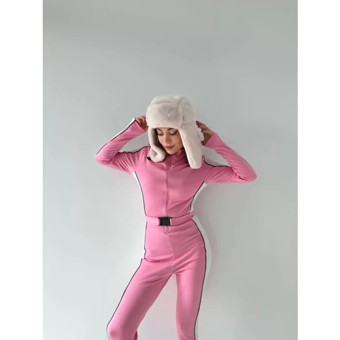 Arnay Kemer Detaylı Fermuarlı Tulum - Pembe