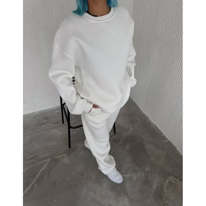 Arnay Kışlık Bisiklet Yaka Basic Eşofman Takım - Beyaz