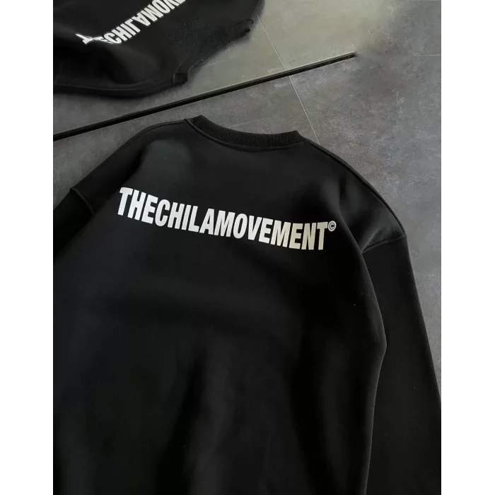 Arnay Kışlık Bisiklet Yaka Oversize Baskılı Sweatshirt - Siyah