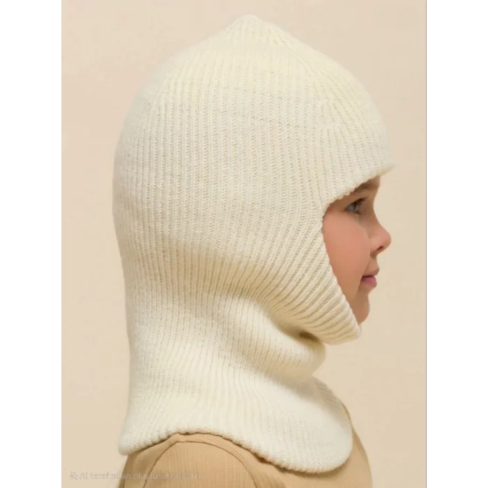 Arnay Kışlık Kar Maske Çocuk Triko Bere - Krem