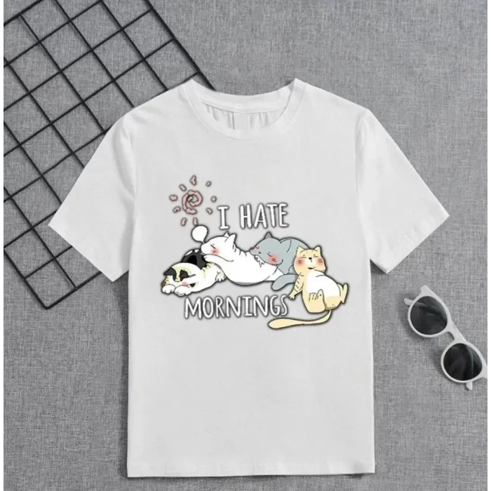 Arnay Kız Çocuk Bisiklet Yaka Baskılı T-shirt - Beyaz