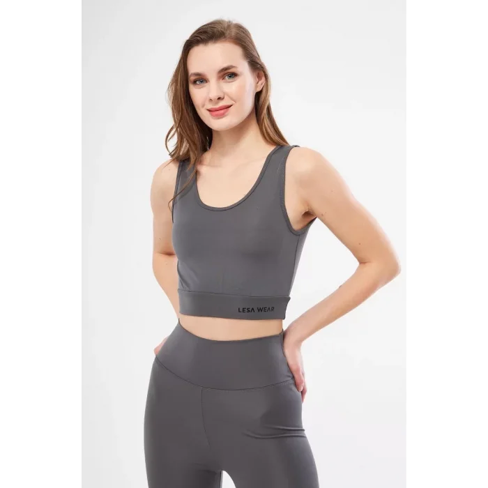 Arnay Kolsuz Dalgiç Baskılı Crop - Füme