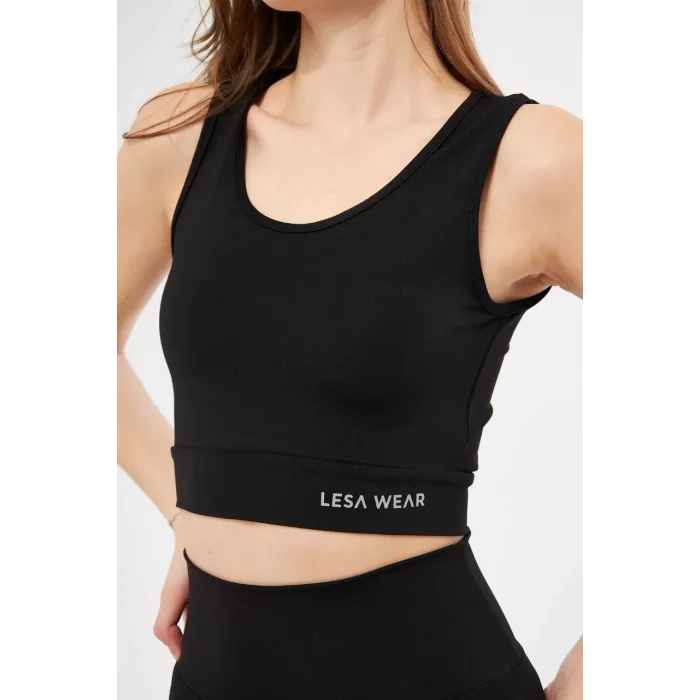 Arnay Kolsuz Dalgiç Baskılı Crop - Siyah