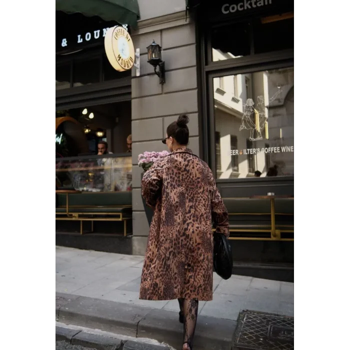 Arnay Leopar Desenli Trençkot Ceket Mont - Leopar