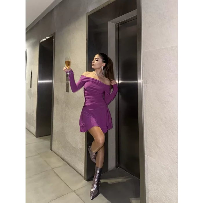 Arnay Mını Fırfırlı Elbise - Pembe