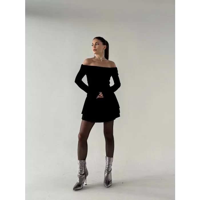 Arnay Mını Fırfırlı Elbise - Siyah