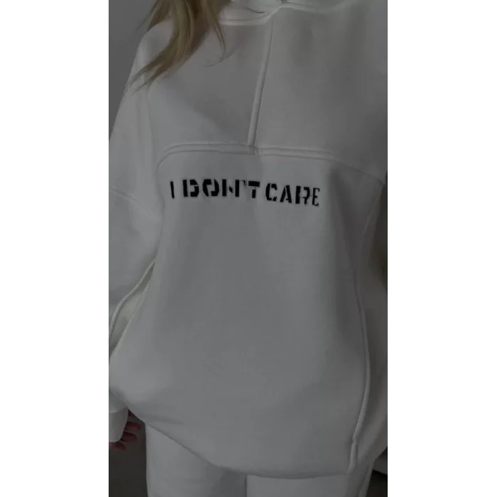 Arnay Nakış İşlemeli Üç İplik Sweat Takım - Beyaz